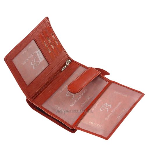 Rózsamintás, zippes pénztárca - piros