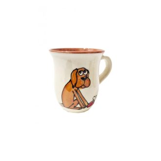 Korongozott bögre Kutya Vizsla ülő - fehér