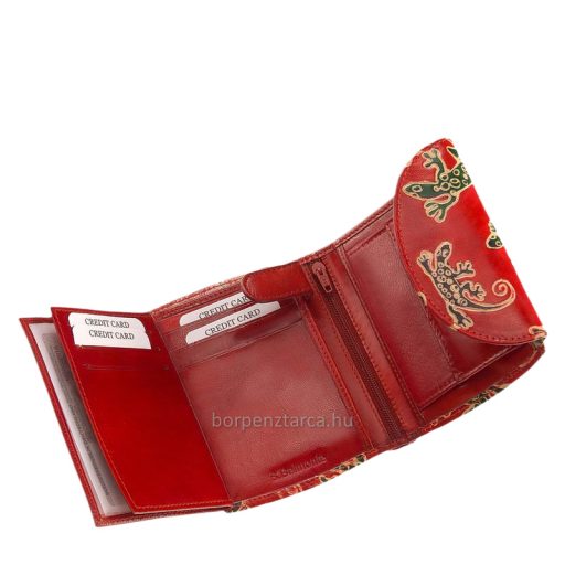 Szalamandra mintás bőr pénztárca - piros