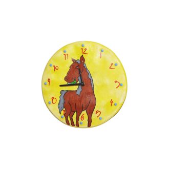 Kerámia Óra - Ló festett sárga