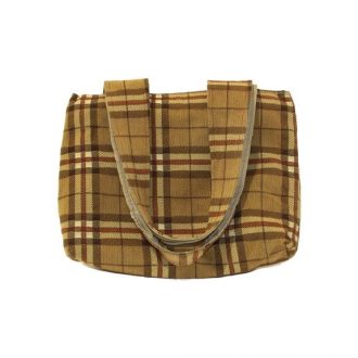 Textil táska - Kétpántos Skót kockás barna