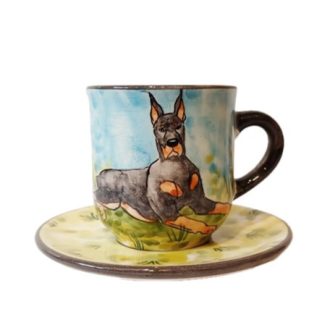 Kutya Dobermann csésze 2dl + alj