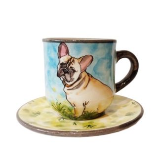 Kutya Francia Bulldog csésze 2dl + alj