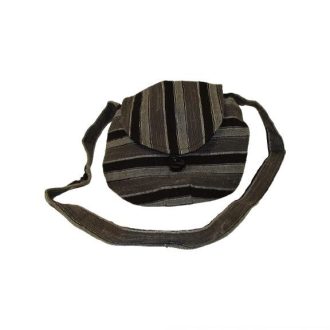 Textil táska - Gombos Csíkos ezüst