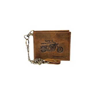 Nyomott mintás bőr pénztárca - motoros lánccal