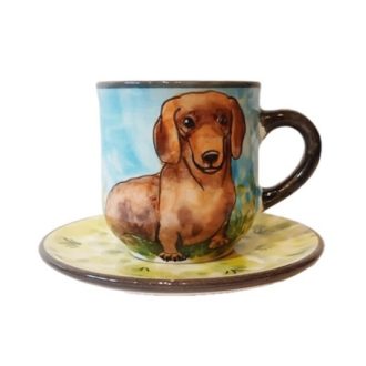 Kutya Tacskó barna csésze 2dl + alj
