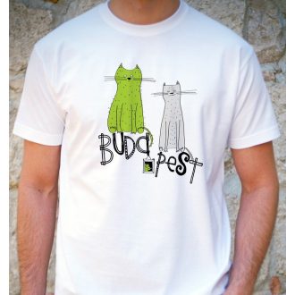Férfi póló Macskás Budapest fehér S